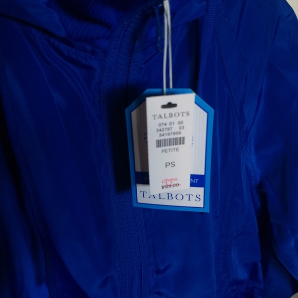 Royal Blue Talbots Hooded Rain Jacket Size Petite Small PS - Picture 7 of 11